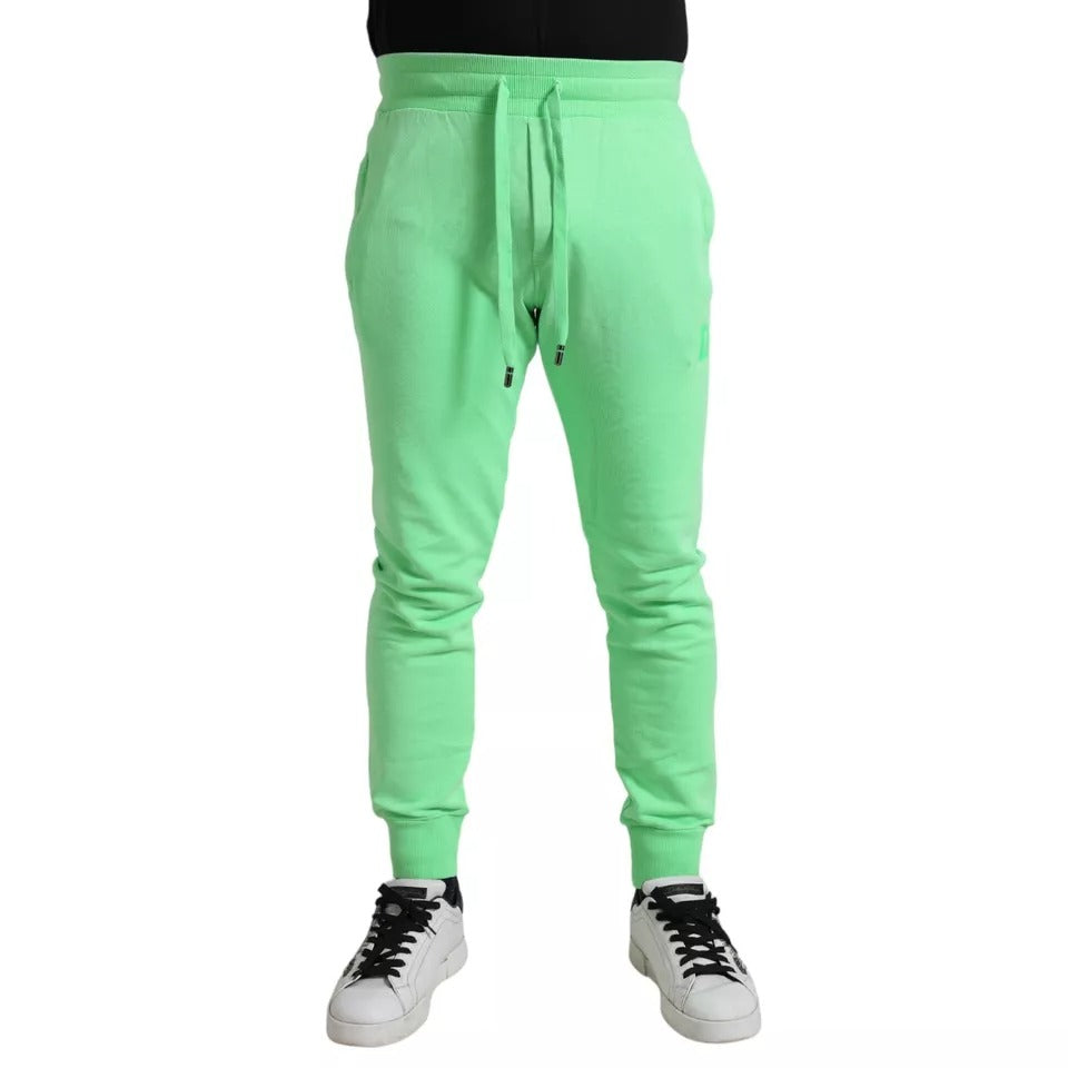  - Neon Green Cotton Stretch Jogger Sweatpants Pants