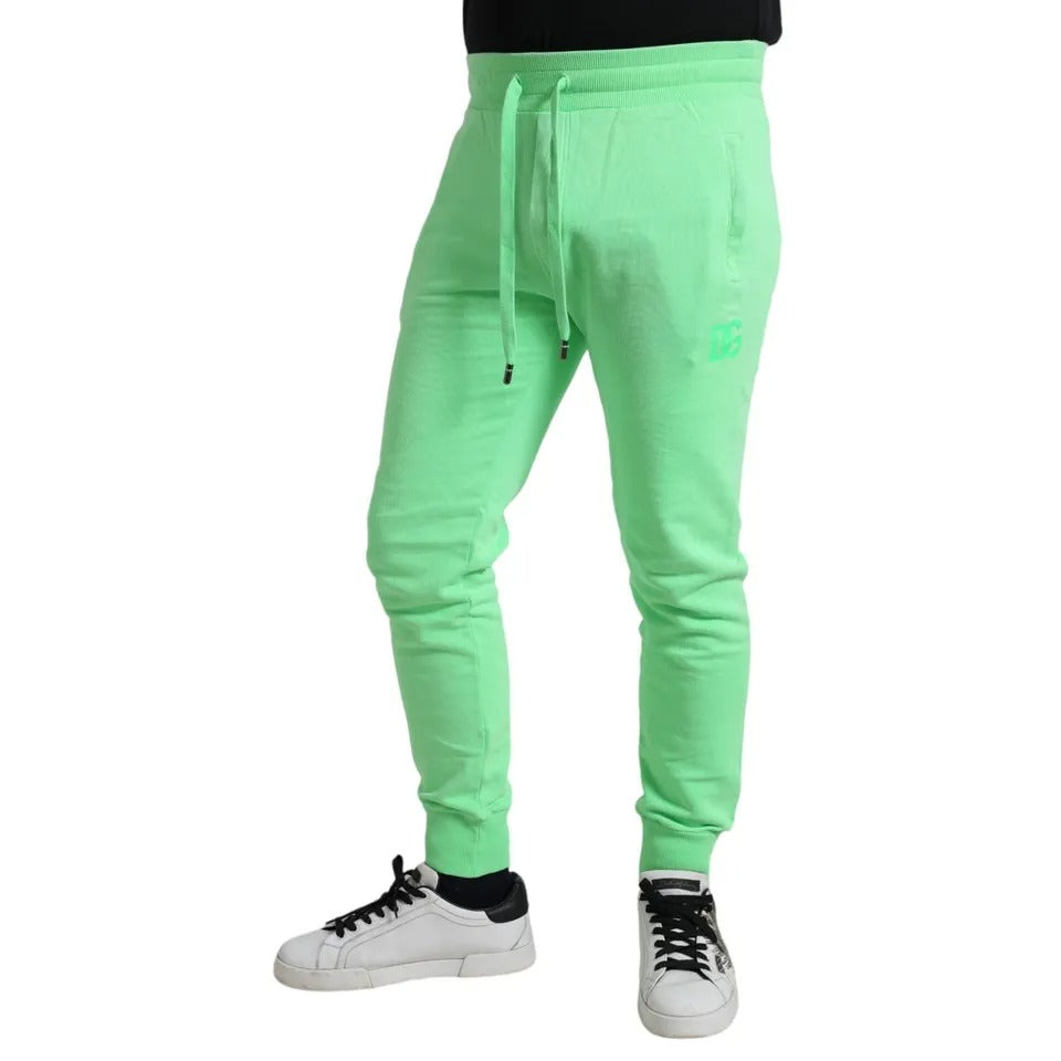  - Neon Green Cotton Stretch Jogger Sweatpants Pants