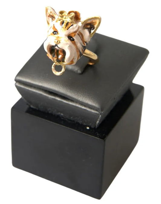  - Gold Brass Resin Beige Dog Pet Accessory Ring