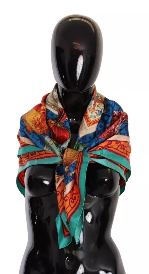 Multicolor Fans Dragon Nylon Shawl Wrap Scarf