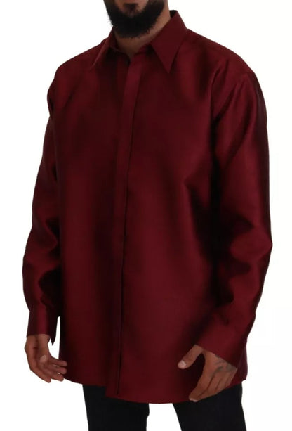  - Bordeaux Cotton Long Sleeve Men Formal Shirt