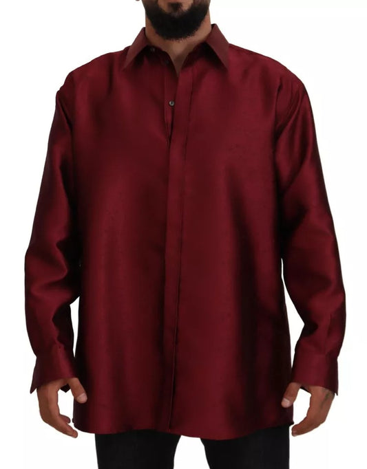  - Bordeaux Cotton Long Sleeve Men Formal Shirt