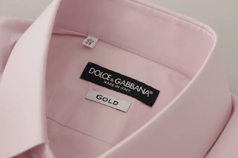 Light Pink Cotton Dress Formal Men GOLD Shirt - The Luxe Alliance