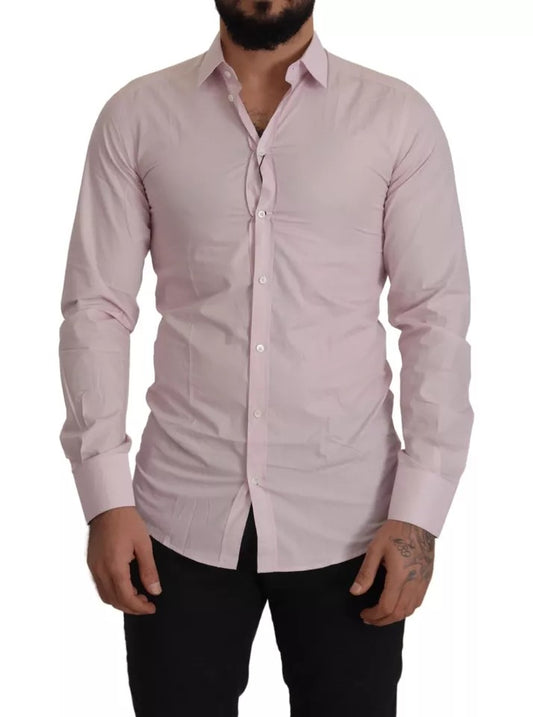 Light Pink Cotton Dress Formal Men GOLD Shirt - The Luxe Alliance