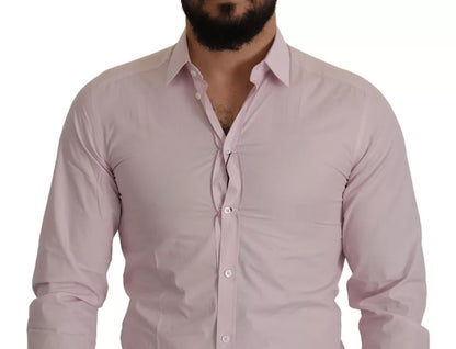 Light Pink Cotton Dress Formal Men GOLD Shirt - The Luxe Alliance