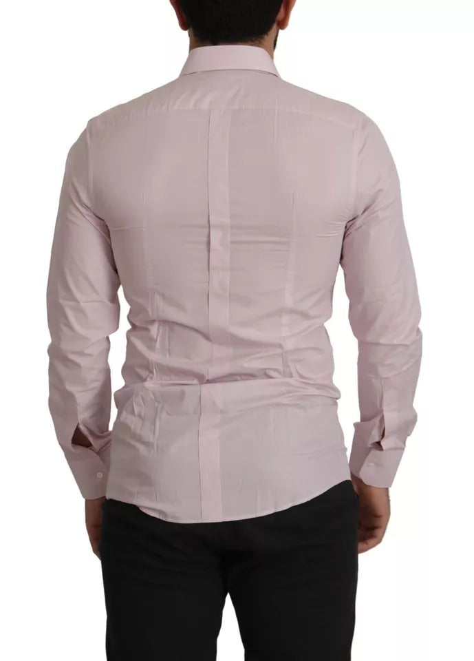 Light Pink Cotton Dress Formal Men GOLD Shirt - The Luxe Alliance