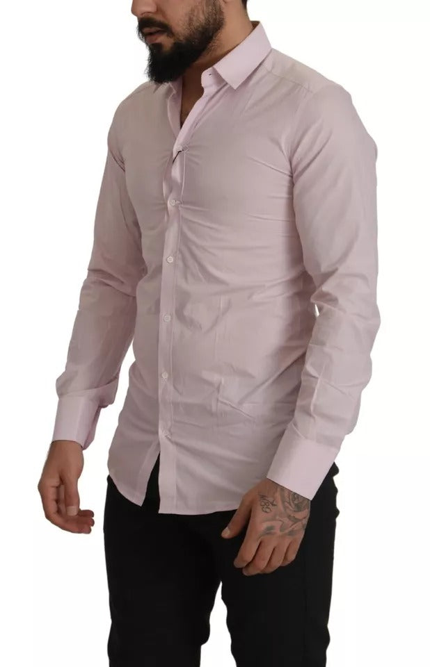 Light Pink Cotton Dress Formal Men GOLD Shirt - The Luxe Alliance