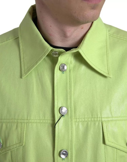  - Green Cotton Collared Casual Button Down Shirt