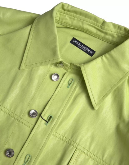  - Green Cotton Collared Casual Button Down Shirt