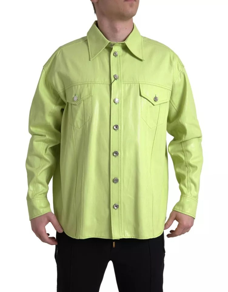  - Green Cotton Collared Casual Button Down Shirt