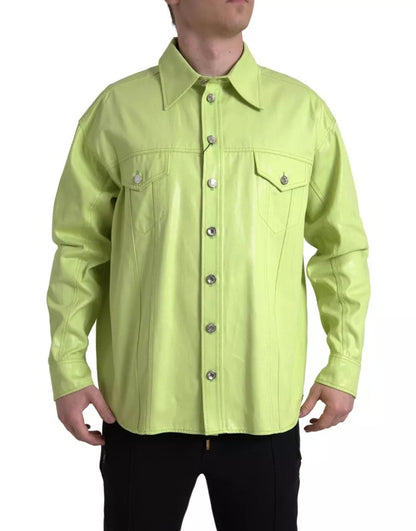  - Green Cotton Collared Casual Button Down Shirt