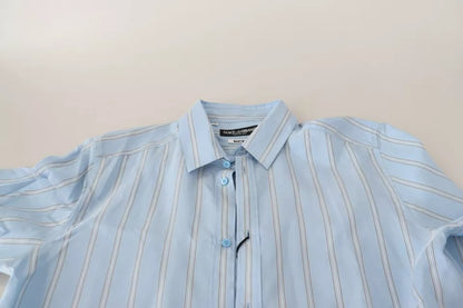  - Blue Striped Silk Formal Dress MARTINI Shirt