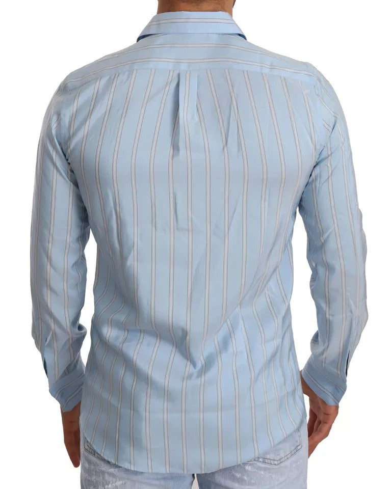  - Blue Striped Silk Formal Dress MARTINI Shirt