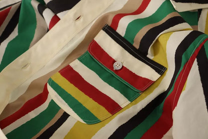  - Multicolor Striped Short Sleeve Cotton Shirt