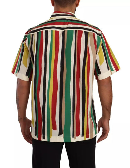  - Multicolor Striped Short Sleeve Cotton Shirt