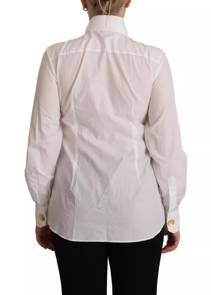  - White Cotton Collared Long Sleeves Formal Shirt Top