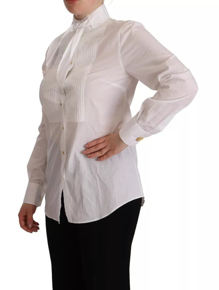  - White Cotton Collared Long Sleeves Formal Shirt Top