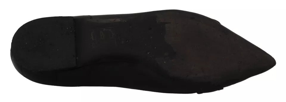  - Black Devotion Leather Pointy Flats Shoes