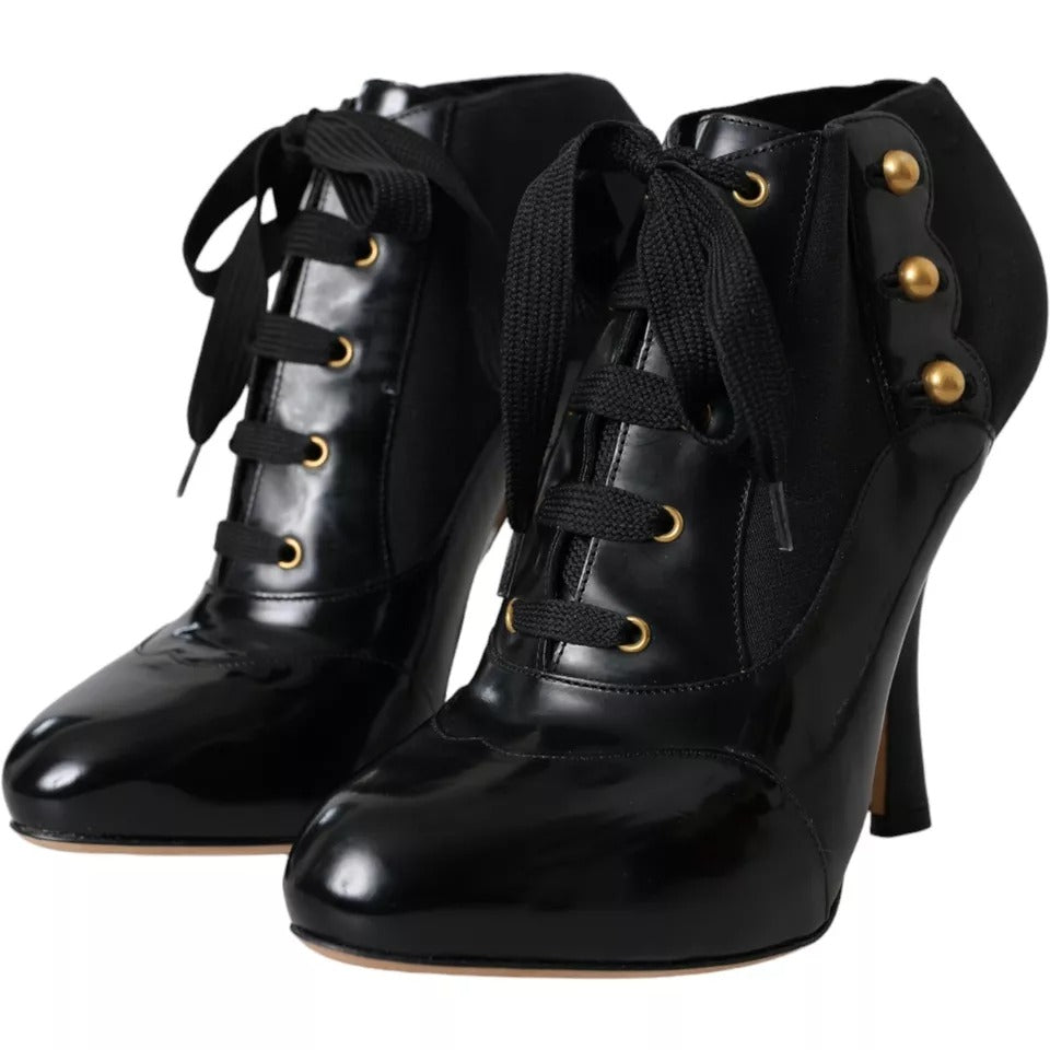  - Black Jersey Stretch Ankle Boots Shoes