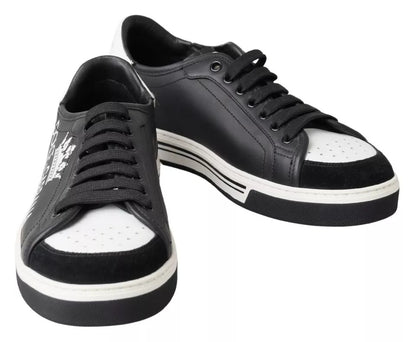  - Black Leather Crown Milano Sneakers Casual Shoes