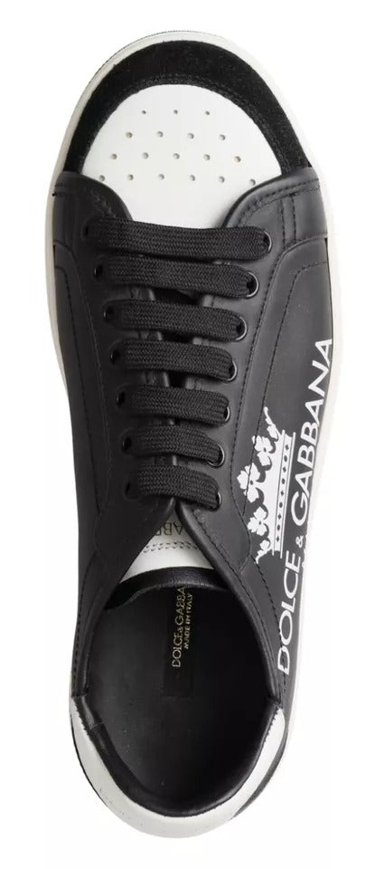  - Black Leather Crown Milano Sneakers Casual Shoes