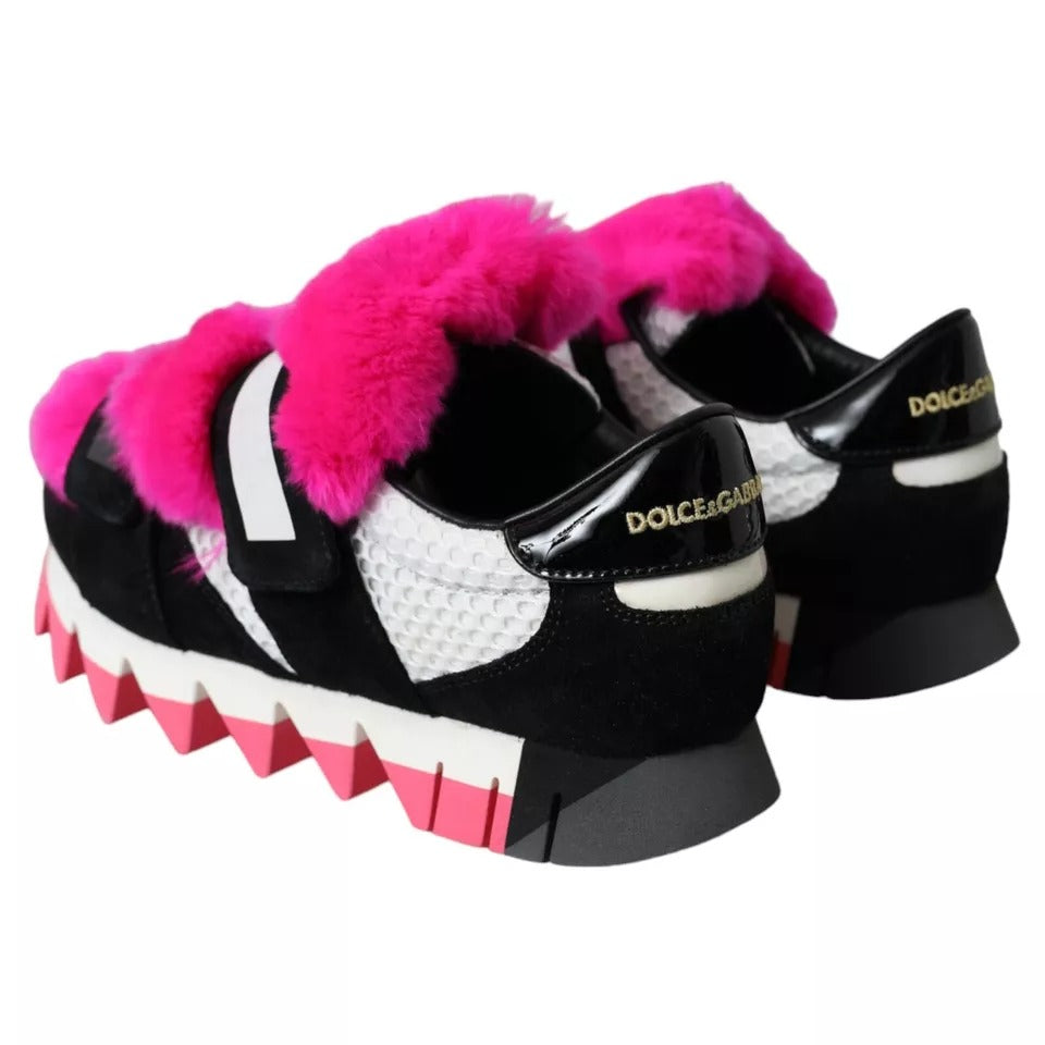  - Black Pink Neoprene Stretch Shark Sneakers Shoes