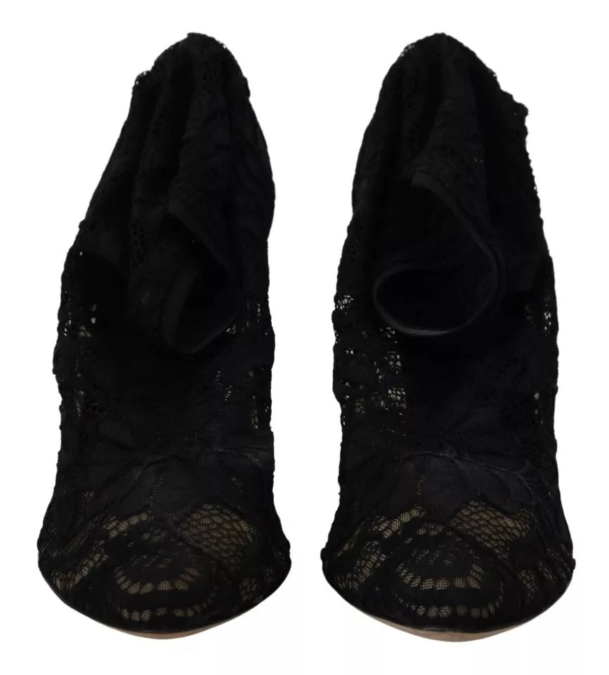  - Black Stretch Socks Taormina Lace Boots Shoes