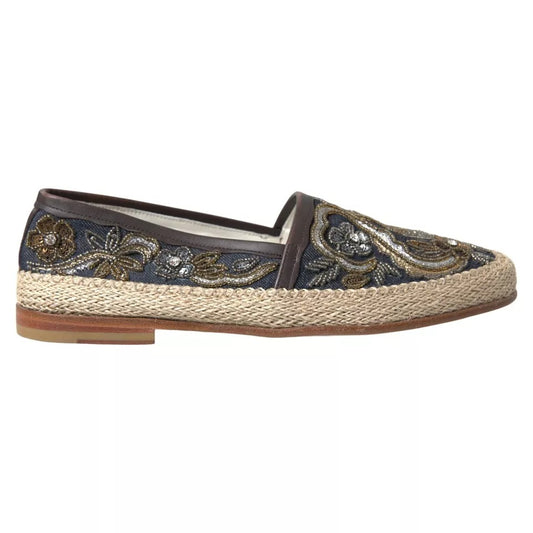  - Blue Embroidered Denim Men Espadrilles Shoes