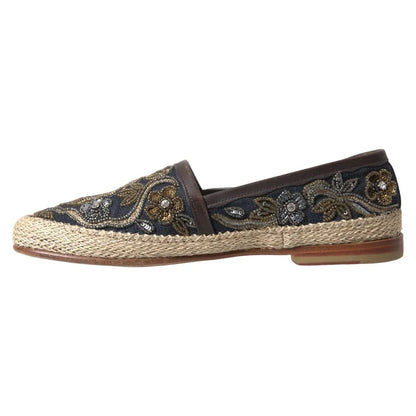  - Blue Embroidered Denim Men Espadrilles Shoes