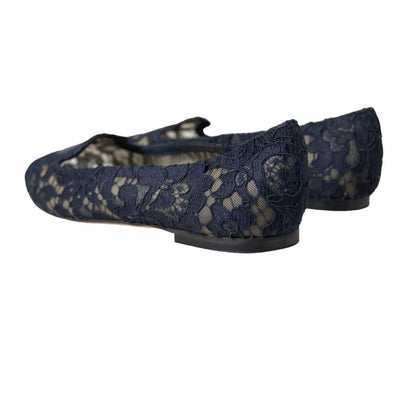  - Dark Blue Taormina Lace Slip On Flats Shoes