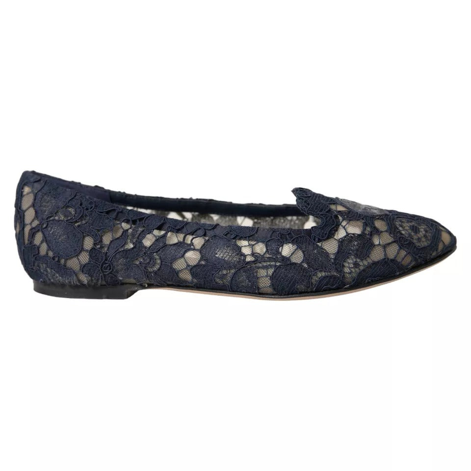  - Dark Blue Taormina Lace Slip On Flats Shoes