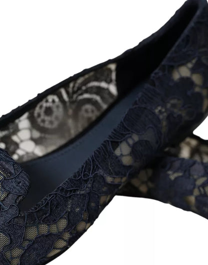  - Dark Blue Taormina Lace Slip On Flats Shoes