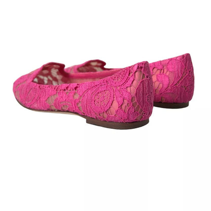  - Pink Taormina Lace Slip On Flats Shoes