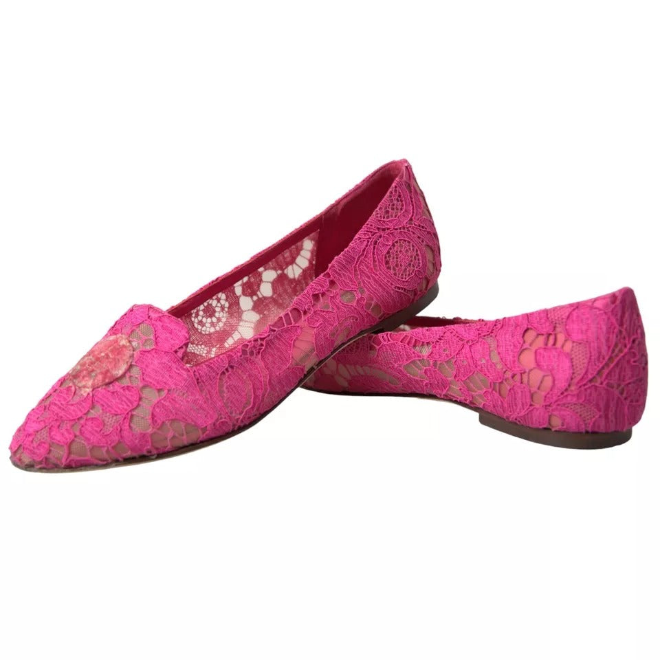  - Pink Taormina Lace Slip On Flats Shoes