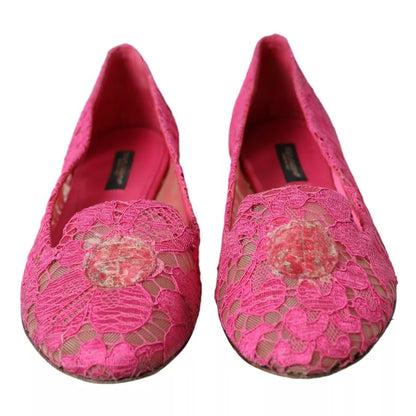  - Pink Taormina Lace Slip On Flats Shoes