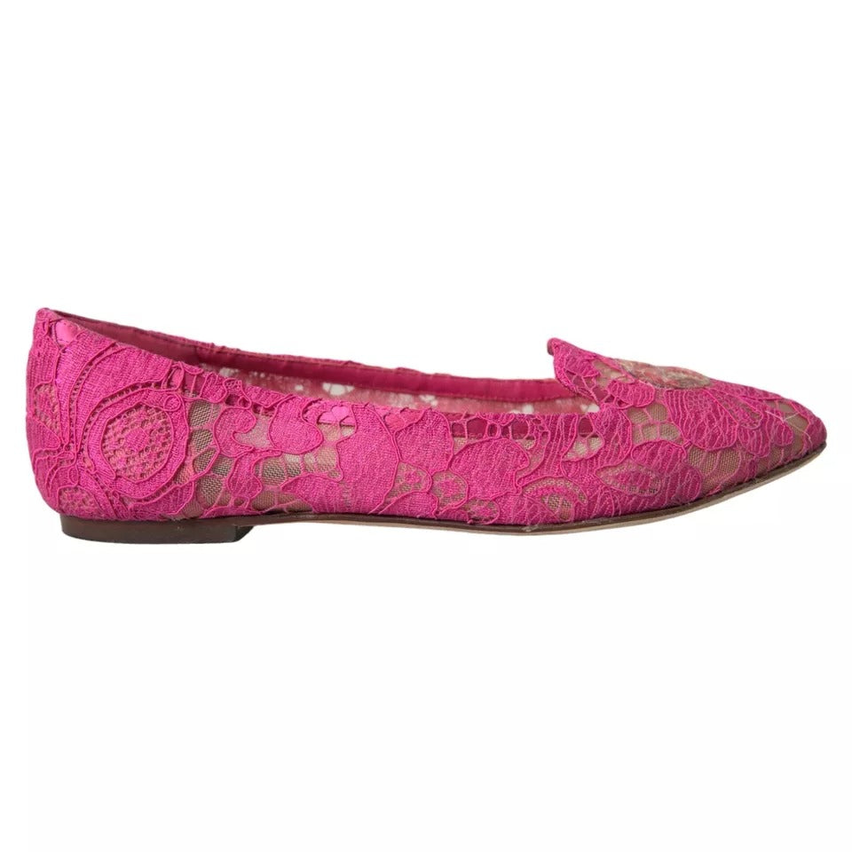  - Pink Taormina Lace Slip On Flats Shoes