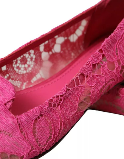  - Pink Taormina Lace Slip On Flats Shoes