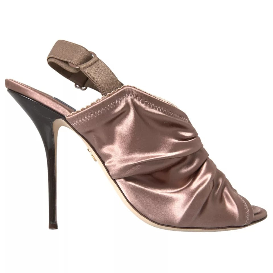 Pink Satin Slingback Heels