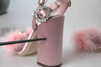  - Pink Turkey Feather Embellished Sandals Shoes