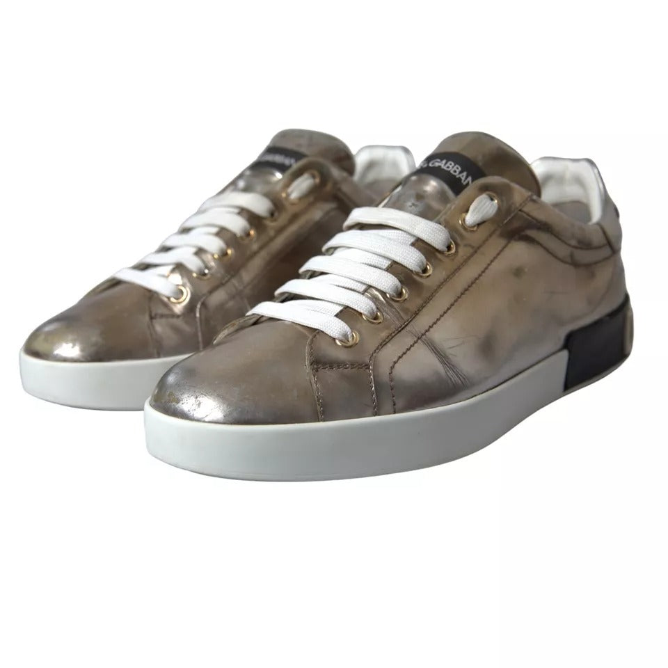  - Bronze Leather Logo Sneaker Portofino Shoes