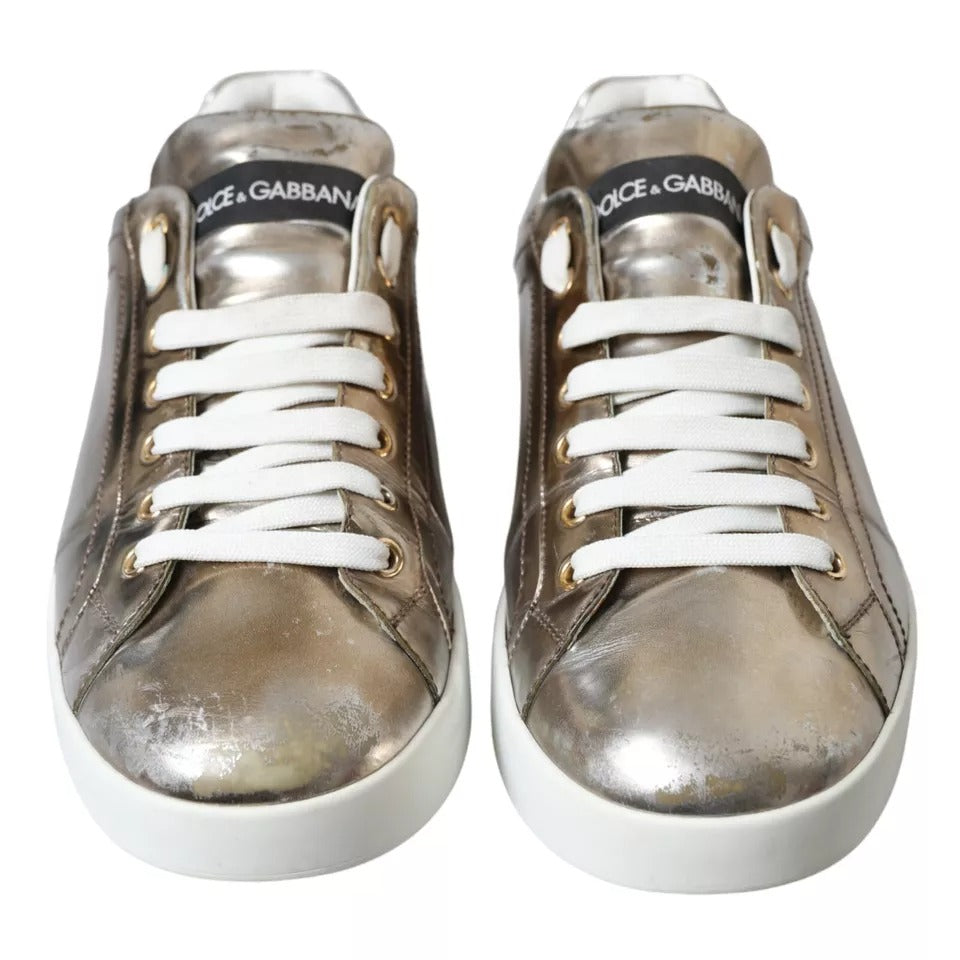  - Bronze Leather Logo Sneaker Portofino Shoes