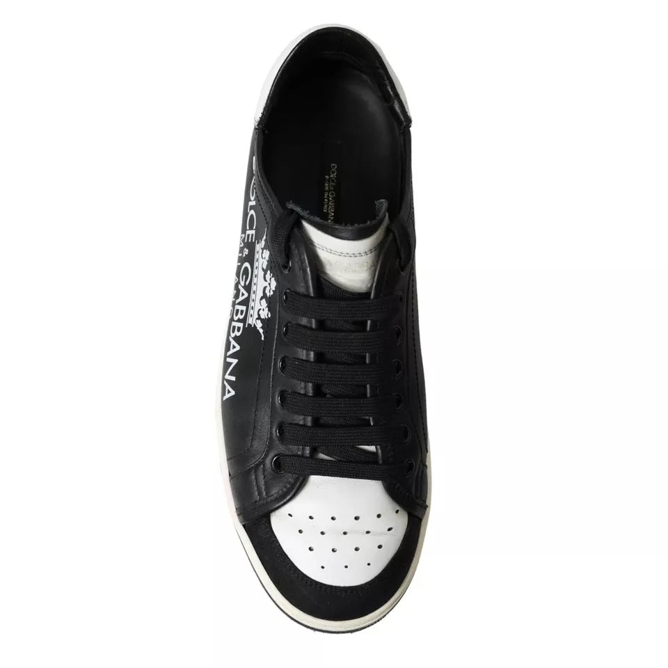  - Black Leather Crown Milano Men Sneakers Shoes