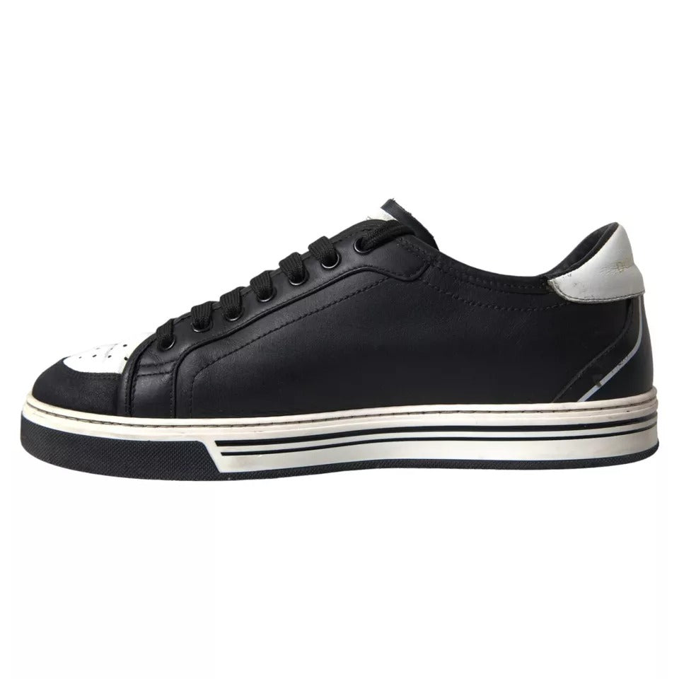  - Black Leather Crown Milano Men Sneakers Shoes