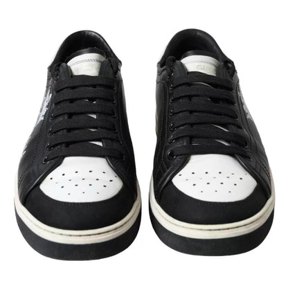  - Black Leather Crown Milano Men Sneakers Shoes