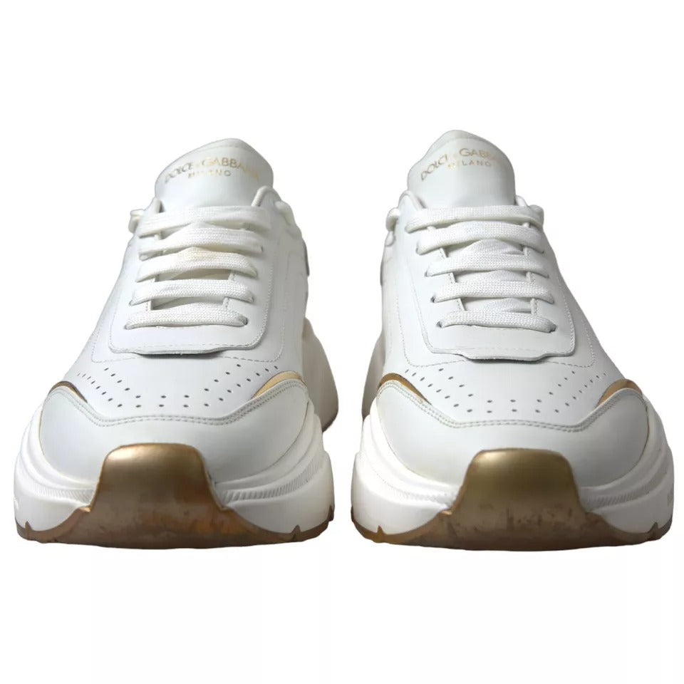  - White Gold Leather Sport DAYMASTER Sneakers Shoes