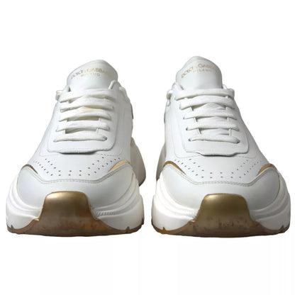  - White Gold Leather Sport DAYMASTER Sneakers Shoes