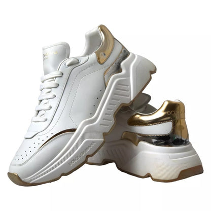  - White Gold Leather Sport DAYMASTER Sneakers Shoes