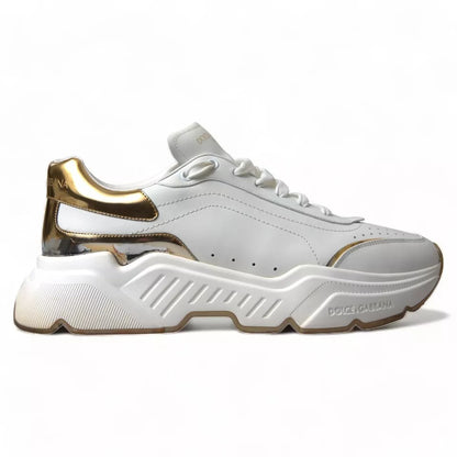  - White Gold Leather Sport DAYMASTER Sneakers Shoes