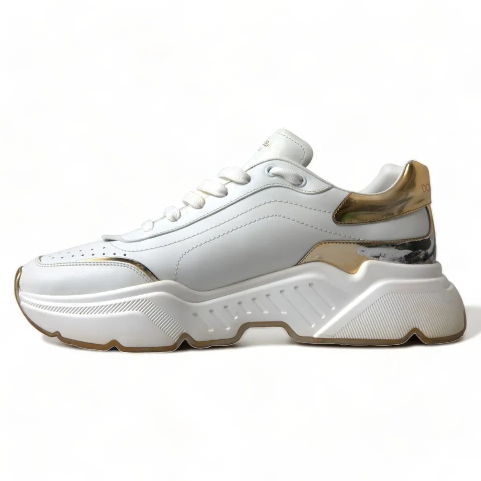  - White Gold Leather Sport DAYMASTER Sneakers Shoes