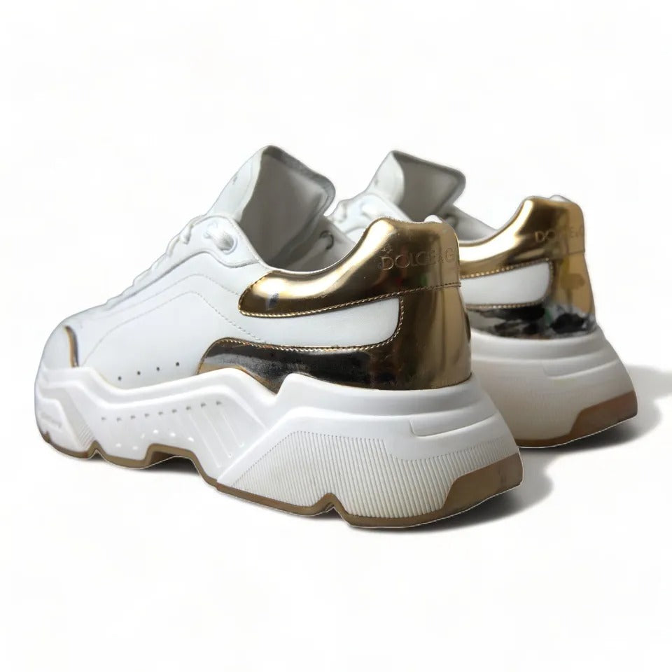  - White Gold Leather Sport DAYMASTER Sneakers Shoes